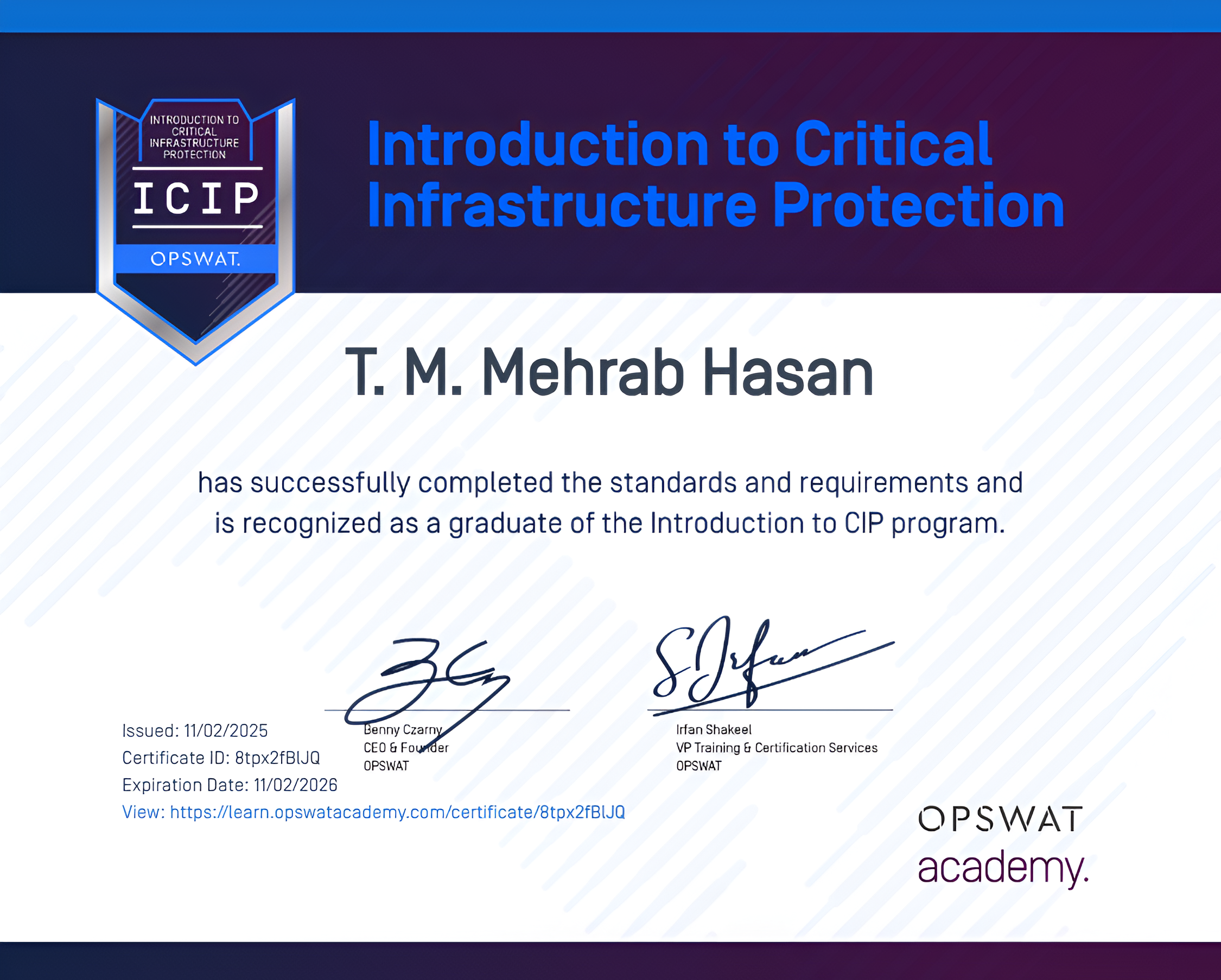 OPSWAT Certificate